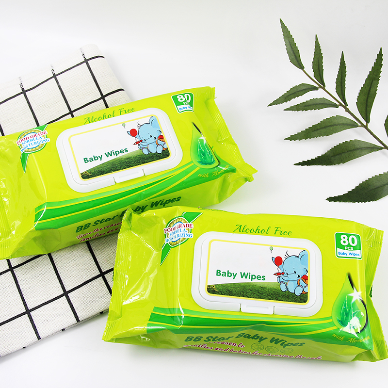 Частная этикетка антибактериальные Смываемые органические натуральные не химические детские влажные салфетки 80 шт