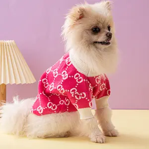 Fábrica al por mayor famosa marca diseñador estilo G tejido elegante perro ropa de lujo de moda ropa para mascotas perro suéter