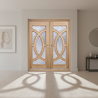 Porte d'entrée en bois massif renforcé de fibre de verre, anti-effraction, style moderne et contemporain, taille et couleur personnalisées pour usage extérieur.