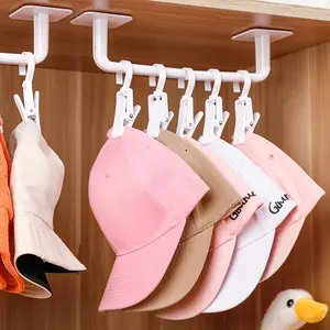 DS3033 No Drilling Hat Holder For Door Closet Office Hat Hanger Storage Baseball Cap Organizer Adhesive Hat Hooks For Wall