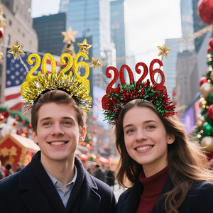 Fasce per Capelli Digitali per <span class=keywords><strong>Capodanno</strong></span> 2026, Decorazioni per Feste Natalizie, Fasce Fotografiche con Strisce Colorate a Stella - Product Image 4