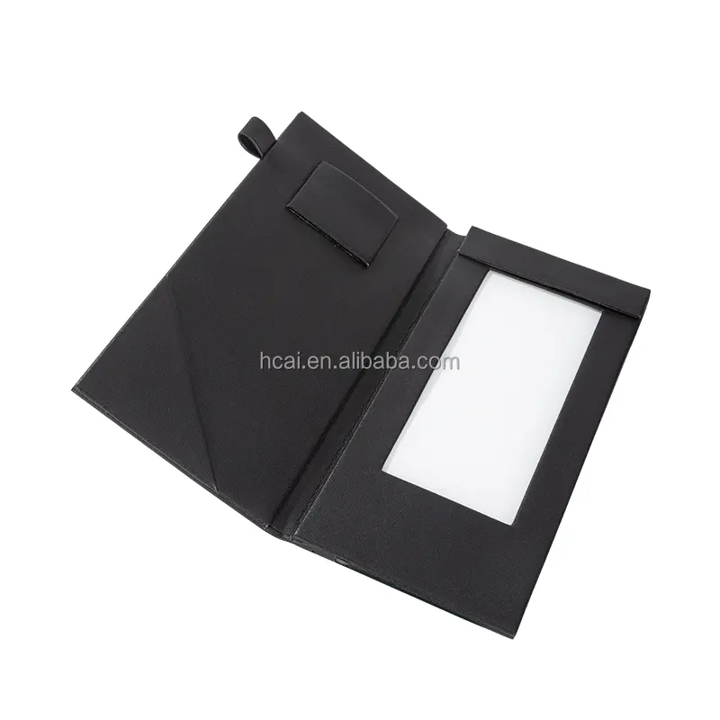 European style rechargeable LED check OEM leather LED illuminated menu restaurant bill folder