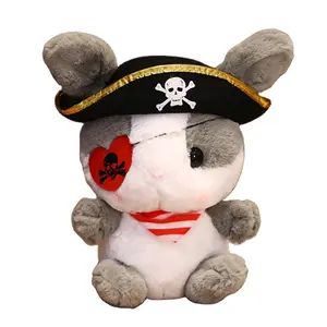 Nuevo diseño Blanco marrón gris conejito conejo suave juguete con capucha peluche pirata conejo al por mayor para niños