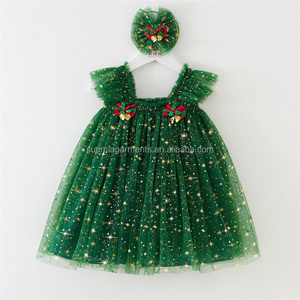 Robes et débardeurs pour enfants, style personnalisé, faible MOQ, motif étoile de Noël, pour bébés et tout-petits - Product Image 5