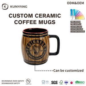 Chopes à bière créatives en forme de baril, en céramique, avec logo personnalisé OEM, type steins allemands, pour camping, fêtes, bars, souvenirs de la Coupe du Monde - Product Image 6