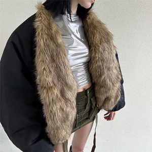 Stile <span class=keywords><strong>moda</strong></span> autunno nuovo colore solido ampio Cardigan con colletto <span class=keywords><strong>in</strong></span> lana di strada manica lunga cappotto di pelliccia abbigliamento donna - Product Image 2