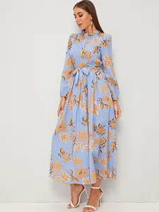 Lancai <span class=keywords><strong>Robe</strong></span> portefeuille décontractée élégante à manches longues et imprimé floral de haute qualité pour femmes <span class=keywords><strong>Robe</strong></span> portefeuille <span class=keywords><strong>longue</strong></span> - Product Image 3