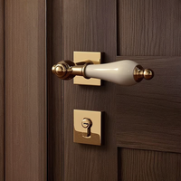 Poignée de porte intérieure magnétique silencieuse en céramique antique française professionnelle, style rétro, pour villa, porte double