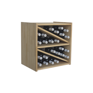 Scaffale per vino in legno di rovere chiaro color rovere naturale e Design moderno con 4 divisioni diagonali per una facile separazione del marchio - Product Image 1