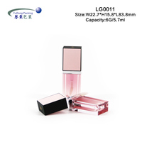Tube de brillant à lèvres vide OEM conteneur de brillant à lèvres rose carré vide personnalisé clair grande brosse emballage cosmétique de gros