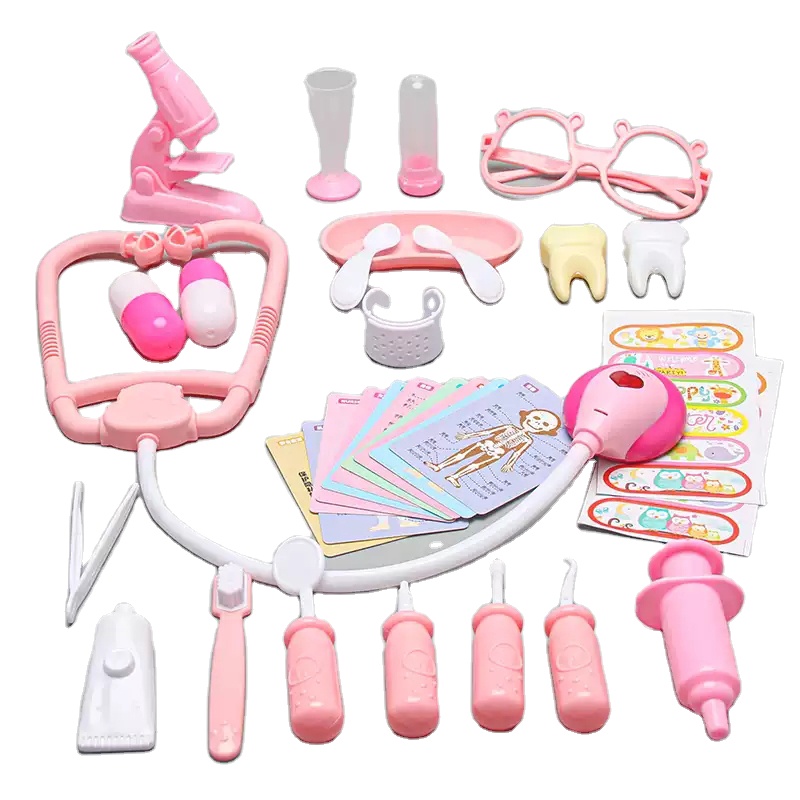 Toy Doctor Kit 28 Piece Kids Pretend Play Toys Dentist Medical Role Play Educational Toy jouet de docteur Doctor Playset for Gir