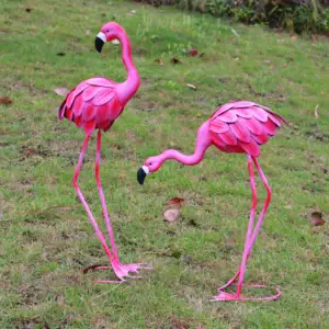 Metal Flamingos Decoração de Jardim Metal Artes Decoração de Porta Metal Rosa Flamingo Jardim Ornamentos