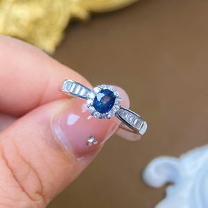 <span class=keywords><strong>Anello</strong></span> Minimalista con Zaffiro Blu Naturale per Donne, Argento Sterling 925, Montatura a Griffe, Placcato <span class=keywords><strong>Oro</strong></span>, Gioiello di Lusso per Fidanzamento - Product Image 2