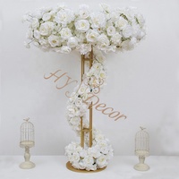 HY Grand Cadre En Fer Double Anneau Toile De Fond Candélabre Centres De Table De Mariage Fleur Stands Décorations