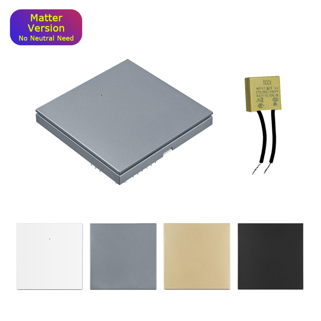 LEDEAST DS-1081ML1 Tuya Wifi Matter Smart No Neutral Wall Light Switch 1 Gang Panel 400W App Control Switch