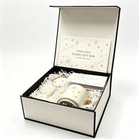 Caja de Regalo Magnética Negra Mate con Logotipo Personalizado, Caja Rígida de Cartón con Cierre para Taza de Café de Cerámica, Juego de Regalo Navideño