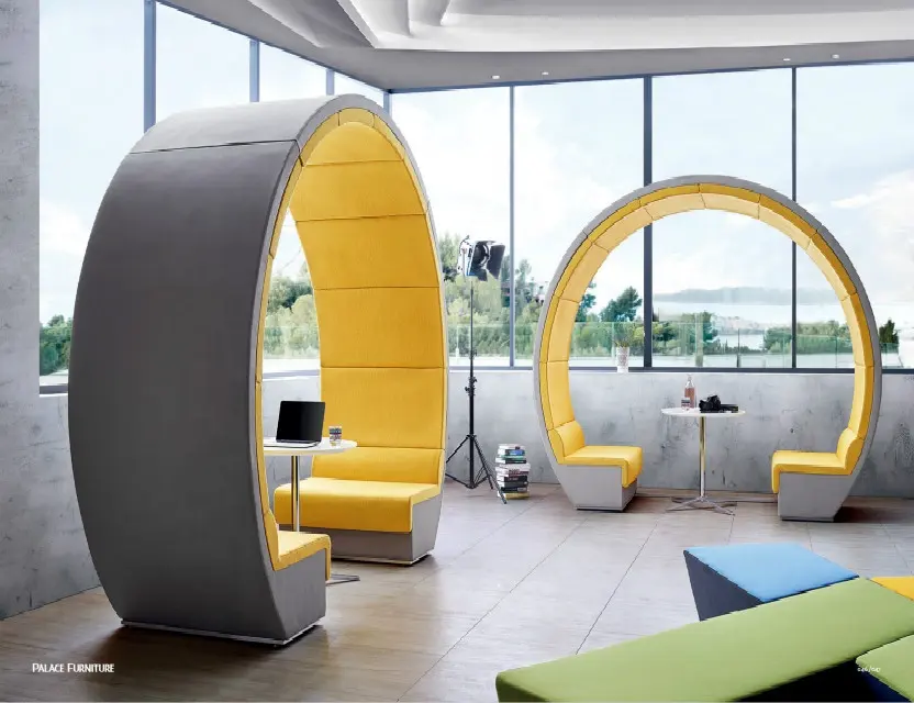 تصميم جديد 2023 تجاري حديث دائري الشكل أريكة مكتب أثاث للفنادق قماش مقسمة منطقة استقبال أريكة جلوس