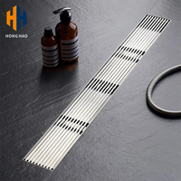 Rectangle moderne en acier inoxydable 304 noir anti-odeur long siphon de sol douche attrape-cheveux drains fournis en usine