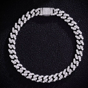 925 <b>Silver</b> Plated White Gold Moissanite Cuban <b>Bracelet</b> Necklace Wide 8mm Hip Hop Cuban Chains Fine Jewellery Ice Chain - Product Image 2