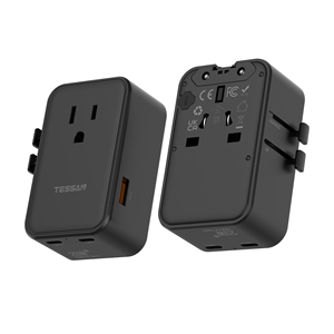 <span class=keywords><strong>TESSAN</strong></span> 20W Internationaler Stromadapter, Ultraflacher Universal-Reiseadapter mit 2 USB-C und 1 USB-A, Reiseadapter für weltweite Steckdosen - Product Image 1
