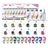 JTING hot popular 12 colori gel nail art pittura pastello liner gel set OEM private label liner gel polish bottiglie da 12ml
