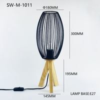 Lampe de table LED décorative moderne et simple en bois et métal avec interrupteur 220V pour salon