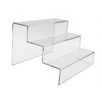 Présentoir et support en acrylique transparent moderne à 3 niveaux, fourni par l'usine, présentoir en acrylique transparent à marches
