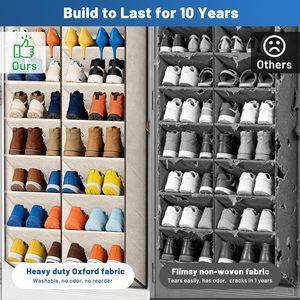 Organizador de Zapatos para Colgar Sobre la Puerta, con Capacidad para Más de 30 Pares, 10 Niveles, Tela Oxford Beige, para Almacenamiento en Armarios Detrás de la Puerta - Product Image 4