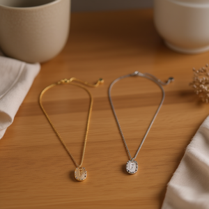 Collier pendentif F en or, argent, acier inoxydable, minimaliste, à porter au quotidien - Product Image 3