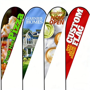 Promotional Advertising Custom Print Feather TearDrop Banner Sublimation Beach Now Open Flags Barber Shop Feather Flag With Pole