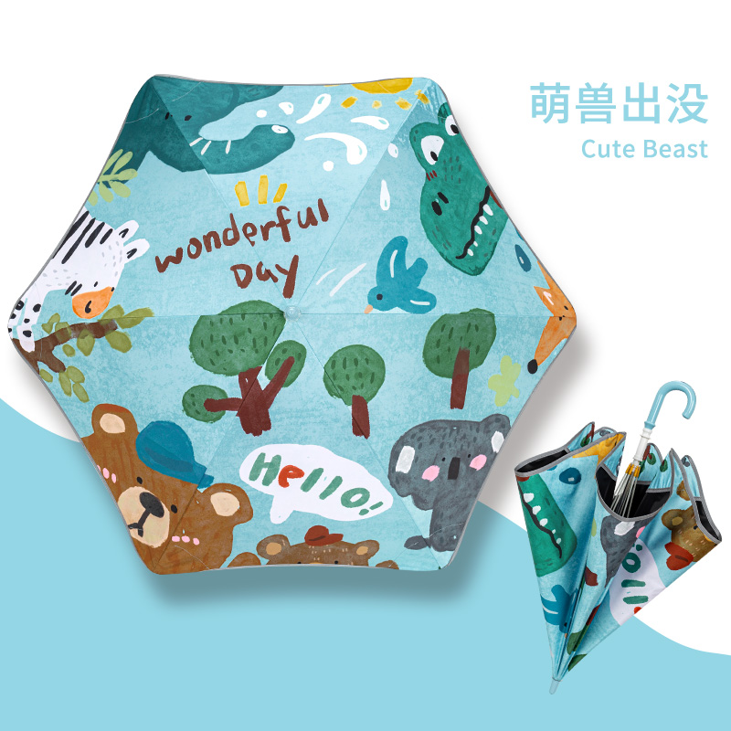 Parapluie à long manche pour enfant-Animaux mignons