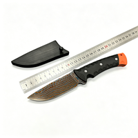 Couteau de chasse Damas d'extérieur avec manche G10, couteau de survie pour le camping avec étui de protection