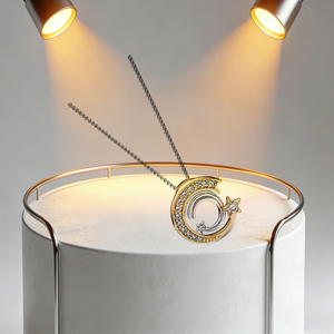 <span class=keywords><strong>Collier</strong></span> Cœur Circulaire Nœud Papillon <span class=keywords><strong>Lune</strong></span> en Argent Sterling 925 et Zircon, Bijou Éblouissant et Exquis pour Femme, Cadeau d'Anniversaire - Product Image 6