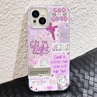 Funda de teléfono móvil para PC con estampado de seda plateada en inglés y morado cruzado para Iphone 8 X Xr Xs Max 11 12 13 14 15 16 17 Air