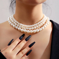 3Pcs Collier de perles d'imitation pour les femmes Collier ras du cou en fausse perle empilable pour un usage quotidien Cadeau d'anniversaire