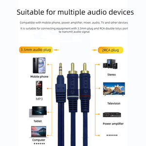 Nuovo cavo audio AV placcato oro da <span class=keywords><strong>1</strong></span> a 2 spina dc da 3.5mm a aux 2 cavo TV cavo video <span class=keywords><strong>RCA</strong></span> lotus per lettore MP3/MP4, computer, cellulare - Product Image 6