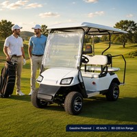 Voiturette de golf à essence 4 places avec moteur 00CC GY6 quatre temps refroidi par eau, vitesse de 45 km/h, frein à tambour hydraulique double, châssis en acier, CE