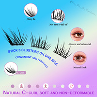 Jiejie Faux cils auto-adhésifs en fibre synthétique, effet queue de renard, racine fine et naturelle, 12 rangées, semi-faits à la main, réutilisables