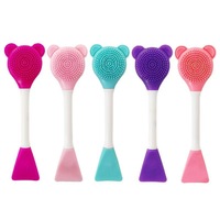 Brosse à maquillage double tête en silicone et plastique pour le nettoyage du visage, le lavage du visage, le DIY, le maquillage, l'application de masque de boue, outil de beauté