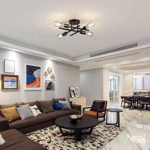 Công Nghiệp Hiện Đại Phong Cách Bề Mặt Gắn <span class=keywords><strong>LED</strong></span> Trần Ánh Sáng Màu Đen E27/E26 4 Bóng Đèn Sắt Đèn Ip33 Cho Nhà Văn Phòng Chiếu Sáng - Product Image 5