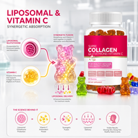 Gummies au collagène et glutathion 1800mg, collagène hydrolysé avec vitamine C pour éclaircir la peau