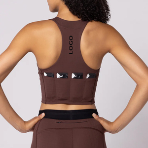 Top Deportivo Corto Tipo Racerback <span class=keywords><strong>con</strong></span> Múltiples Bolsillos, Fabricantes OEM Personalizados, <span class=keywords><strong>Sujetador</strong></span> Deportivo Largo para Mujer, Ropa de Fitness y Yoga - Product Image 2