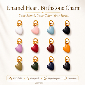 จี้หัวใจเคลือบสีประดับพลอยประจำเดือนเกิด |   จี้รูปหัวใจสแตนเลสสตีลชุบทอง 18K PVD สำหรับทำเครื่องประดับ |   กันน้ำ ป้องกันอาการแพ้ - Product Image 1