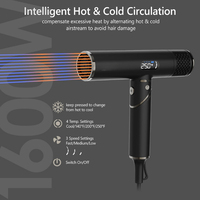 Sèche-cheveux professionnel pliable 1600W BLDC à ions négatifs avec concentrateur et diffuseur, personnalisable avec logo pour hôtels et usage domestique