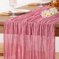 Chemin de table en gaze froissée 35x120 pouces, style rustique