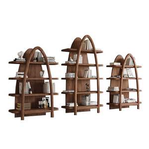 رف كتب من خشب الجوز الأسود ، رف تخزين من الخشب الصلب بالكامل ، أثاث غرفة الدراسة ، خزانة كتب حديثة بسيطة من الأرض إلى السقف - Product Image 2