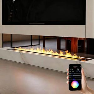 Chimenea de Vapor de Agua 3D con Cambio de Color RGB, Llama Artificial Lineal con Luz Multicolor para Decoración Moderna del Hogar - Product Image 4