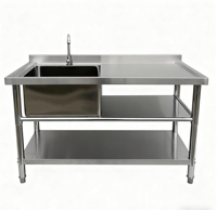 Évier de cuisine en acier inoxydable 201/304 de haute qualité, étagère de table, finition polie, résistant à la corrosion, pour hôtels, restaurants