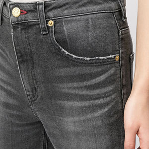 Jeans skinny taille haute pour femmes sur mesure, extensible, <span class=keywords><strong>gris</strong></span> délavé, sexy, jeggings d'été, boutons, denim long, poches - Product Image 4