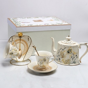 Wholesale European Style Golden Border Wheat Ear Pattern <b>Tea</b> Cups and Saucers with Gift <b>Boxes</b> - Product Image 1